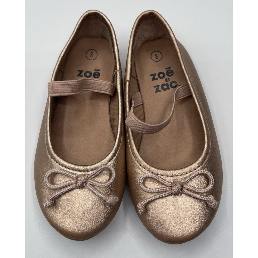 Zoe & Zac Mary Jane Flats 8 Dress Shoes Rose Gold Flats Bow Strap